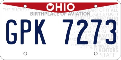 OH license plate GPK7273