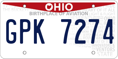 OH license plate GPK7274
