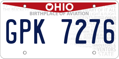 OH license plate GPK7276
