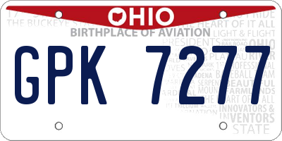 OH license plate GPK7277