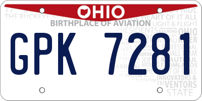 OH license plate GPK7281