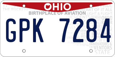 OH license plate GPK7284
