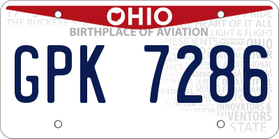 OH license plate GPK7286