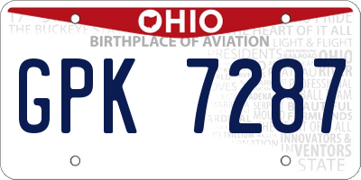 OH license plate GPK7287