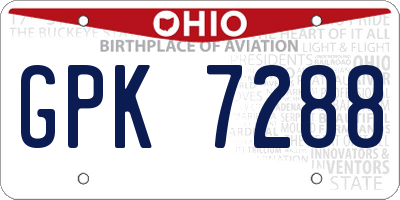 OH license plate GPK7288