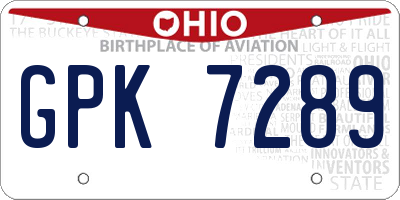OH license plate GPK7289