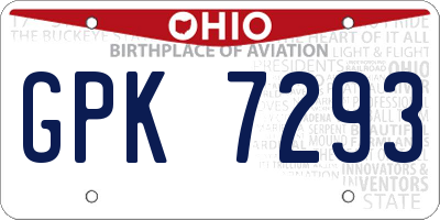 OH license plate GPK7293