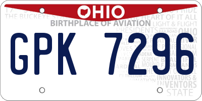 OH license plate GPK7296