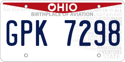 OH license plate GPK7298
