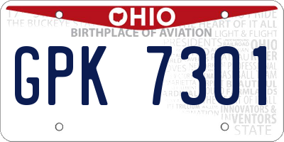 OH license plate GPK7301