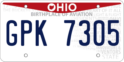 OH license plate GPK7305