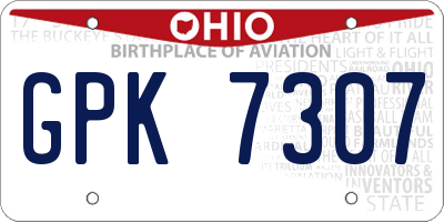 OH license plate GPK7307