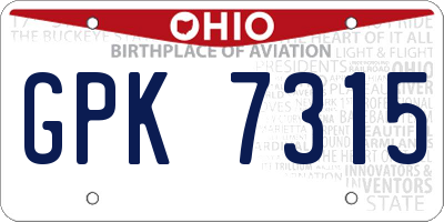OH license plate GPK7315