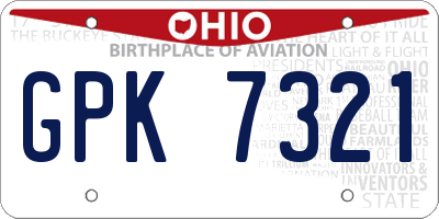 OH license plate GPK7321