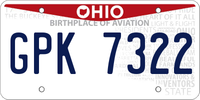OH license plate GPK7322