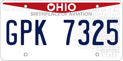 OH license plate GPK7325