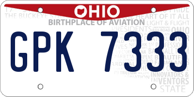 OH license plate GPK7333