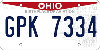 OH license plate GPK7334