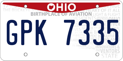 OH license plate GPK7335