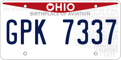 OH license plate GPK7337