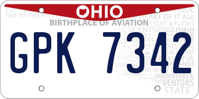 OH license plate GPK7342