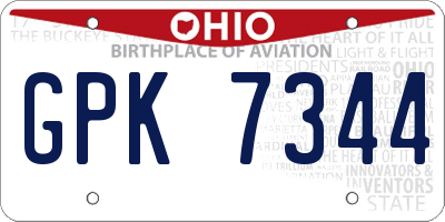 OH license plate GPK7344
