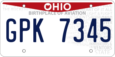 OH license plate GPK7345