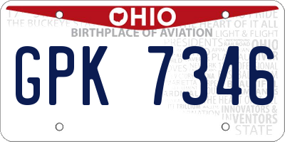OH license plate GPK7346