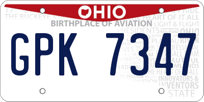 OH license plate GPK7347