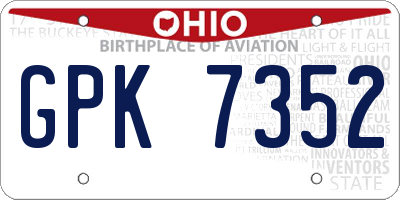 OH license plate GPK7352