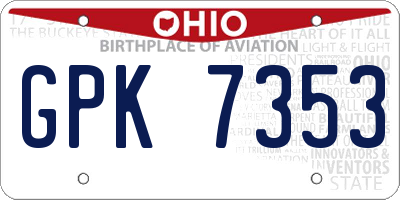 OH license plate GPK7353