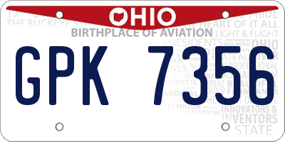 OH license plate GPK7356