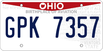 OH license plate GPK7357