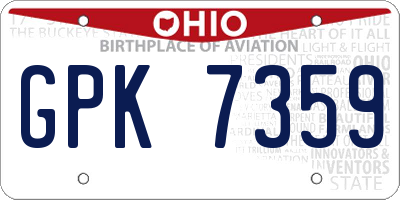 OH license plate GPK7359