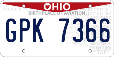 OH license plate GPK7366