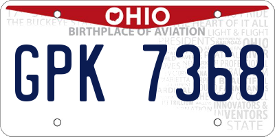 OH license plate GPK7368