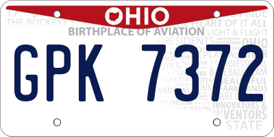 OH license plate GPK7372