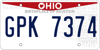 OH license plate GPK7374