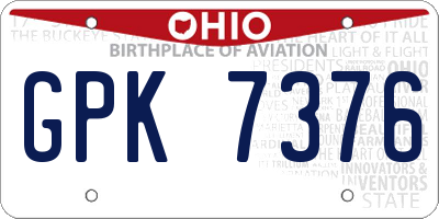 OH license plate GPK7376