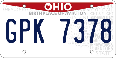 OH license plate GPK7378