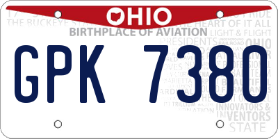 OH license plate GPK7380