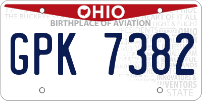 OH license plate GPK7382