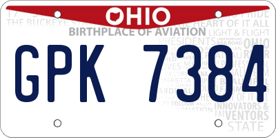 OH license plate GPK7384