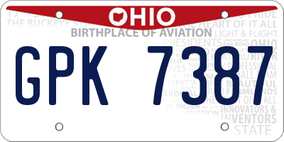 OH license plate GPK7387