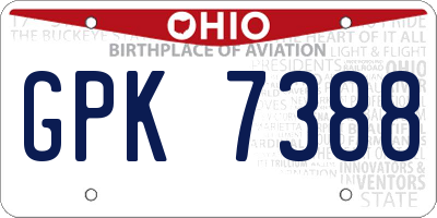 OH license plate GPK7388