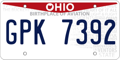 OH license plate GPK7392