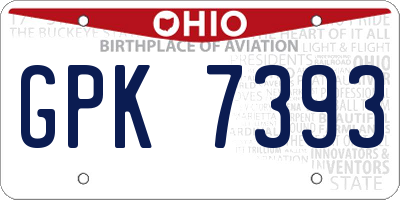 OH license plate GPK7393