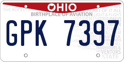 OH license plate GPK7397