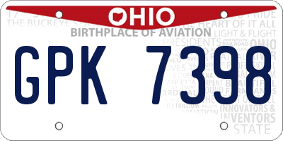 OH license plate GPK7398