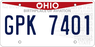 OH license plate GPK7401